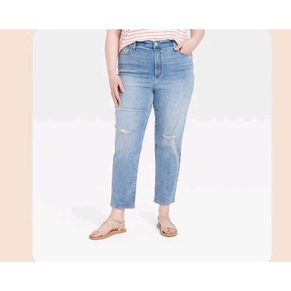 Universal Thread Womens High Rise 90s Slim Jeans Sz‎ 26R Light Blue Distressed